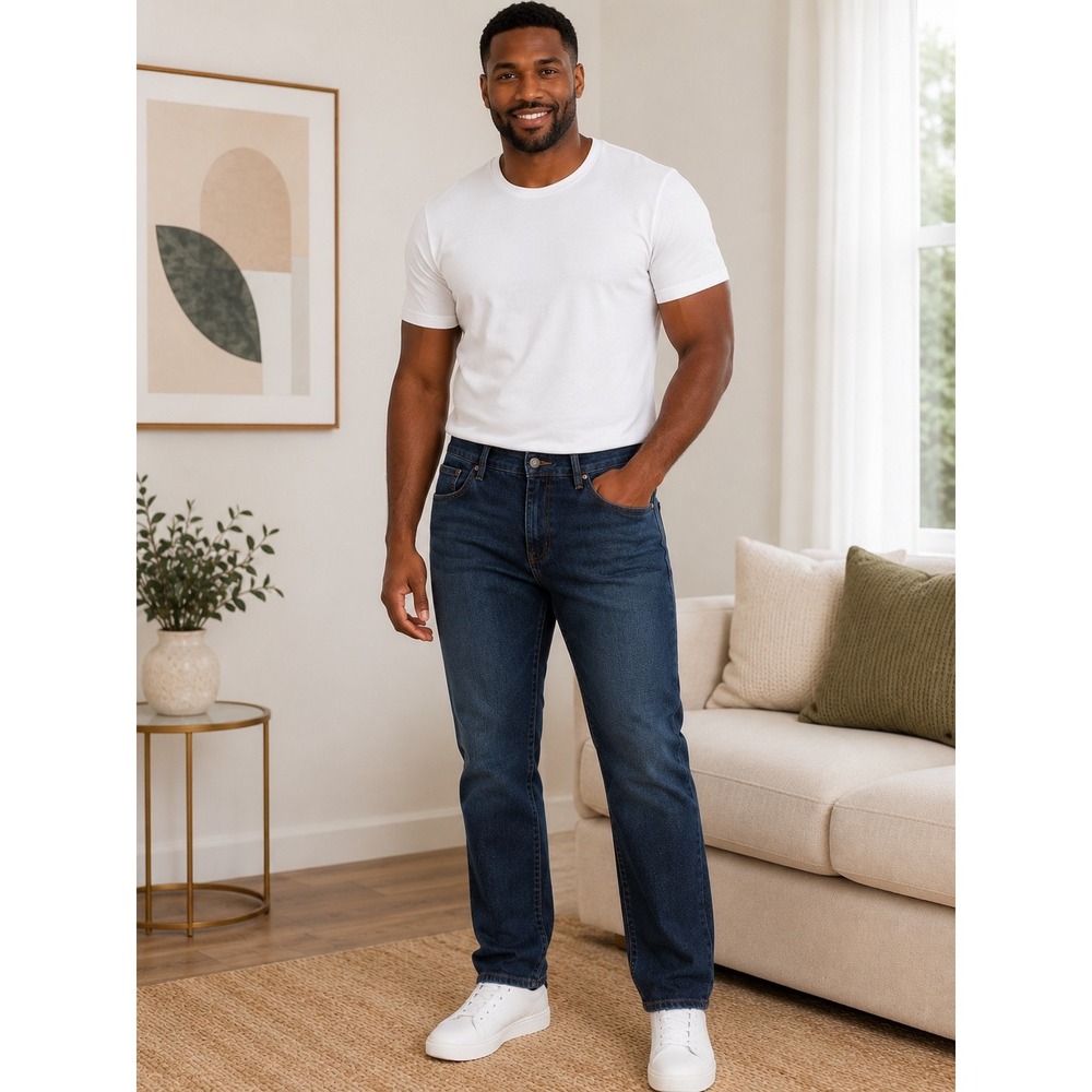 Hugo Boss Kansas Dark Wash Straight Leg Jeans Mens 36x30 Blue Indigo Denim